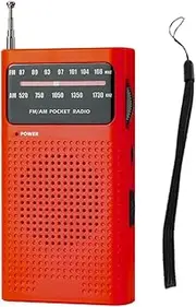 xioaue Full-Band Small Portable Radio Mini AM FM Pointer Pocket Radio for Running Compaing Travel Analog Red