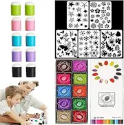 Finger Sponge Daubers, DIY Sponge Finger Painting Kit Hand Account Printing Mud Tool, Chrystalshopis DIY Sponge Finger Painting Kit, Sponge Finger Painting Kit with Templates (A*2)