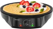 Electric Crepe Maker: Precise Temp Control, 12" Non-Stick Griddle, Perfect for C