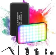 Leshiou RGB LED Video Light Live Streaming Video Portable Camera Lights with 0-360 Full Color CRI 95+ 3000K/6000K 3000mAh Rechargeable LED Lighting for Photography, Vlogging, Video Conference