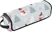 2 in 1 Hair Tools Organizer and Heat Resistant Mat Large Capacity Hair Tool Organizer for Flat Irons, Straighteners, Curling Irons, Christmas Snowman Trees Snowflakes New Year Gray Trave
