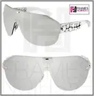 Dolce & Gabbana DG 2150B Clear Silver Wrap Oversized Mirrored Women Authentic