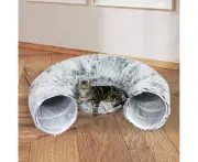 Pawz Cat Tunnel Soft Mat Foldable Funny Exercise Plush Kitten Play Tube Grey