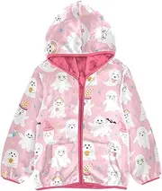 [GuoChe] Girls Sherpa Lined Happy Halloween Ghosts Peach Boys Outerwear Jackets Peach Warm Baby Boy Clothes 3-10T