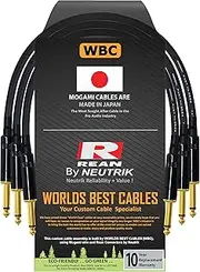 3 Units - 12 Inch -Pedal, Effects, Patch, Guitar Cord Instrument Cable CUSTOM MADE By WORLDS BEST CABLES - made using Mogami 2524 wire and Neutrik-Rean NYS224BG Gold ¼ inch (6.35mm) TS Plugs