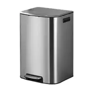 Silver Brushed Stainless Steel 60L Rubbish Bin Dustbin Pedal Recycling Trashcan Kitchen Waste Garbage for Kitchen, Office and Home