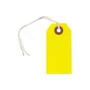 JAM Paper Gift Tags with String Small 3 1/4 x 1 5/8 Neon Yellow 10/Pack 91931045