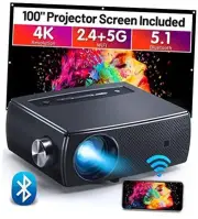 Projector, 10000L 1080P HD 5G WiFi Bluetooth Projector, Portable Movie