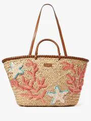 What The Shell Embellished Straw Large Tote