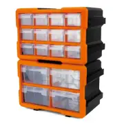 16 Drawers Tool Storage Cabinet Organiser Bins Divider Transparent Workshop
