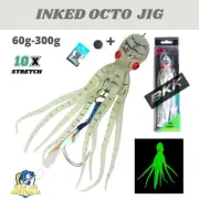 Inked Octo Jig 60g-300g Soft Plastic BKK TPE Squid Octopus Skirt Lure Slow Pitch