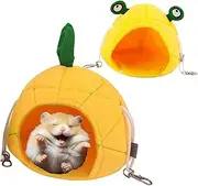 2 Pack Hamster Hammock Soft Bed, Pet Cartoon Pineapple Frog Cotton Nest Hanging Hammock for Small Animals - Plush and Warm Bed Space, Ideal for Hamsters