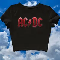 在飛比找蝦皮購物優惠-Hitam CROP TOP ACDC FONT RED B