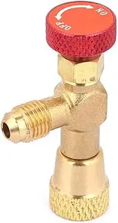 PolaLander 1pc R410A Refrigerant Charging Valve 1/4'' - 5/16'' Copper Flow Control Valves for Charging Hose Red Knob