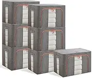 DAWNTREES 7 Pack Clothes Storage Box,100L,60×42×40cm Large Clothes Storage Bins with Handles,Storage Containers for Organizing Bedroom. (Grey)