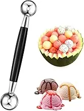 KGDUYC 1 Piece Double-Sided Hollow Out Spoon Stainless Steel Ice Cream Scoop Set Ball Shaper Melon Melon Cutter Balls Small Melon Baller Melon Spoon Melon Ball Cutter for Vegetables Fruit