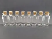 Clear Glass Apothecary Bottles With Cork Stoppers Set of 8 Never Used 2.5" Tall