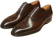 [Generic] Formal Dress Shoes for Men Pointed Toe Lace Up Block Carving Solid Colour Genuine Leather for Work Pull On for Party Genuine Leather Dress Shoes for Men