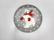 Crate and Barrel Polar Bear Plates Appetizer Dessert Set of 4 Ice Skating Grey