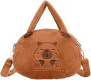 [JAHEMU] Handbag Capybara Plush Bags Cute Plush Toy Shoulder Bag Capibara Cuddly Toy Bag Purse Handbags Crossbody Shoulder Bag for Girls Women, brown