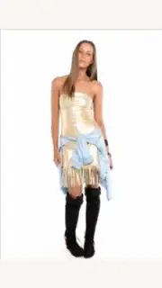 NEW One Teaspoon Mariachi Hendrixe Leather Dress Faded Gold AU XXS/4 RRP$289