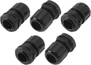 X AUTOHAUX 15mm / PG9 Cable Glands 13mm / 0.51" Waterproof Bellows Straight Connector PA6 Nylon Black 5 Pcs