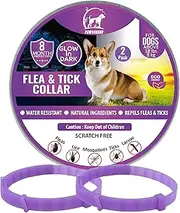 Dog Repellent Treatment, 2 Pack Dog Repellent Collars, Glow in the Dark Adjustable for Small Medium Large Dogs, Natural Waterproof Reflective Design (2 Pack, Purple)