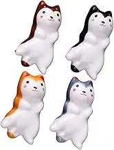Cabilock 4Pcs Ceramic Dog Chopstick Holder Cute Spoon Rest for Table Decor Premium Ceramic Utensil Rests Easy to Clean and Store for Chopsticks and Cutlery