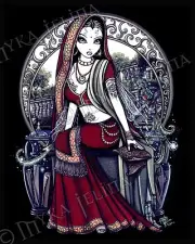 Henna Fairy Secret Garden Burgundy Faerie Myka Jelina Art Signed Print AYANNA