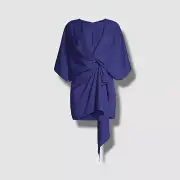 $195 Aidan By Aidan Mattox Women's Blue Chiffon Draped Cocktail Dress Size 0