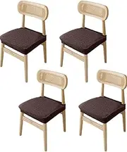 4 Pcs Dining Room Chair Seat Covers, Dining Room Chair Protector Slipcovers, Removable Washable Chair Seat Cushion Protectors for Home Kitchen Banquet Restaurant (Brown)