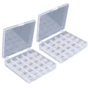 25 Slots Empty Bobbins Spools Box, Sewing Craft Plastic Case Storage Box for ...
