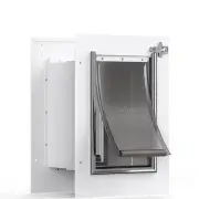 Pet Door for Wall Steel Frame and Telescoping Tunnel Aluminum Lock Double