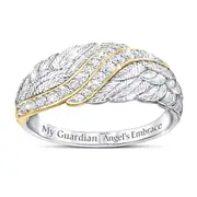 'Angel's Embrace' Genuine White Topaz Hinged Ring