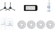[ECOVACS] Premium Replacement Kit for The T30 (PRO) Omni Vacuum Cleaner, 2 x Side Brushes, Antibacterial Filters, Dust Bags, 4 x Wipes, 1 x Cleaning Solution 110 ml, Original Accessories