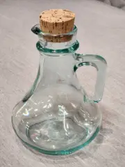 New: Vetreria Etrusca 580ml Green Glass Jar - Cork Stopper - Cruet Bottle Italy