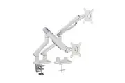 BRATECK Dual Monitor Premium Slim Aluminum Spring-Assisted Monitor Arm Fix Most 17'-32' Monitor Up to 9kg per screen VESA 75x75/100x100 White