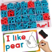 Magnetic Letters 208 Pcs with Magnetic Board and Storage Box - Uppercase Lowercase Foam Alphabet ABC Magnets for Fridge Refrigerator - Educational Toy Set for Classroom Kids Learning Spelling