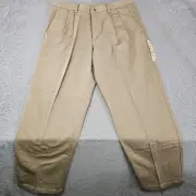 Dockers Dress Pants Mens 36x30 Khaki Classic Fit Double Pleated Twill Cotton