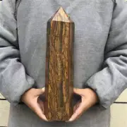 3530g Natural Tiger’s Eye Obelisk Quartz Crystal tower Point Healing decor