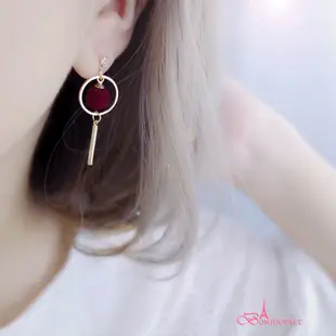 韓國 浪漫配色圈槓毛氈球 耳環 夾式 針式 【Bonjouracc】 (10折)