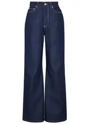 Jean Paul Gaultier Topstitched Wide-leg Jeans - Indigo - 28 (W28 / UK10 / S) 28 (W28 / UK10 / S)