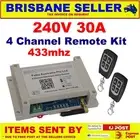 240v Remote Control 30A Relay Switch with 2 Red Fob Remotes Pumps Lights Gates