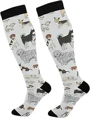 [Wusikd] White Goose Compression Socks for Women and Men Circulation Cute Long Socks for Athletic Running 2