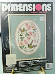 Dimensions Hummingbirds & Columbine Oval Cross Stitch Kit 3981 New Vintage 1993