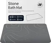 Stone Bath Mat, 60 * 40cm Diatomaceous Earth Shower Mat Non-Slip Super Absorbent Diatomite Stone Mats for Bathroom Floor Quick-Drying Easy to Clean (Gray 60 * 40cm)