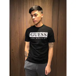 美國百分百【全新真品】 Guess T恤 T-shirt 短袖 短T 男 上衣 logo 黑色 大尺碼 AL77