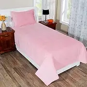 RD TREND® Premium Striped Flat 190 GSM Warm bedsheets for Winter Single Bed, Bedsheet for Single Bed Winter with 1 Pillow Covers (Light Peach, Single 60X90 Inches)