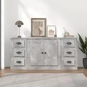 Sideboards Cabinets for Living Dining Room, Concrete Grey Storage Buffet Table, Modern Furniture Set, Kitchen Bar Room Side Board