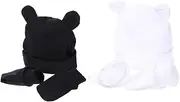 [TEMPNAP] Infant Winter Hat Mitten Set Soft Cotton Mittens for Newborns Scratch-proof Baby Gloves 2 Sets White Black